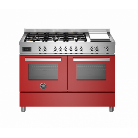 BERTAZZONI PRO12 6G 2E RO T Ηλεκτρική Κουζίνα με Εστίες Αερίου & grill Teppanyaki 120cm Κόκκινο